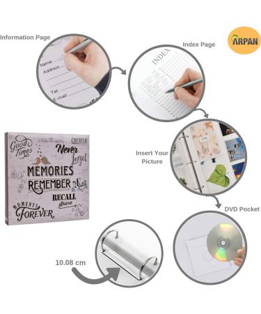 Arpan Large Slip In Pockets 3-Ring Binder Photo Album - Holds 500 6x4 Photos - Wedding Baby Birthday - Slogan Art - 34 x 33 x 4 cm - Buy Online on GoSupps.com