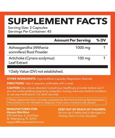 HAVASU NUTRITION High Strength Ashwagandha Supplement Capsules (45 Servings) & French Maritime Pine Bark Extract Capsules (30 Servings) - Buy Online on GoSupps.com