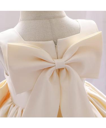 18-24 Months Toddler Bridesmaid Flower Girl Dress - Princess Bowknot Tutu Gown in Champagne - Buy Online on GoSupps.com