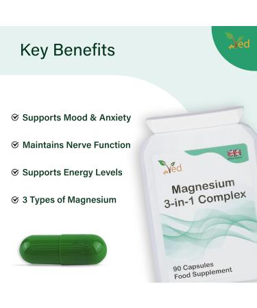 Ved Magnesium 3-in-1 Complex Supplements as Magnesium Bisglycinate 400 mg Oxide & Malate Triple High Absorption 384mg Elemental 90 Vegan Capsules(45 Days Supply) - Buy Online on GoSupps.com