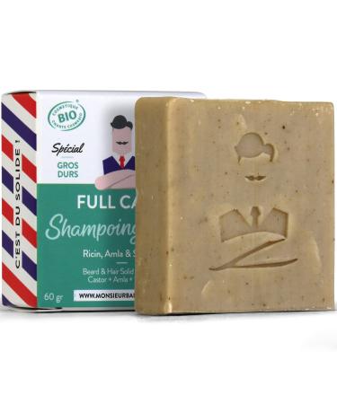 Monsieur BARBIER | Ultra-foaming Solid Shampoo | 100% natural, vegan, organic and COSMOS ORGANIC certified | Castor, Amla & Shikakaï | 60g soap