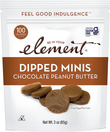 Element Snacks Chocolate Peanut Butter Dipped Minis (Pack of 8) - All-Natural Rice Healthy Snacks - Gluten-Free & Kosher - 3 Ounce - Buy Online on GoSupps.com