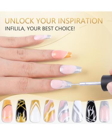NXJ INFILILA Nail Art Gel Polish 2pcs 8ml Liner Nail Polish Set Gel Polish Liner Gold & Silver Classic Colors Gel Paint for Nails DIY Nail at Home and Manicure Salon Liner Gold Silver - Buy Online on GoSupps.com