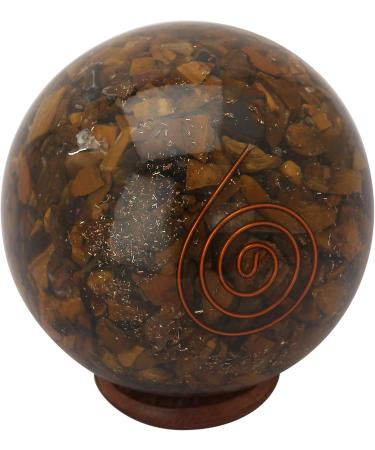 Natural Crystal Tiger Eye Orgone Sphere Ball - EMF Protection & Aura Cleansing | Meditation Orgonite Ball - Buy Online on GoSupps.com