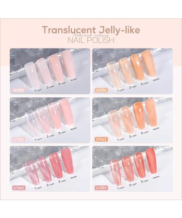 Morovan Jelly Gel Nail Polish Set - 6 Colors UV LED Soak Off - Red Pink Nude & Brown - DIY Manicure Kit for Home & Salon - Buy Online on GoSupps.com