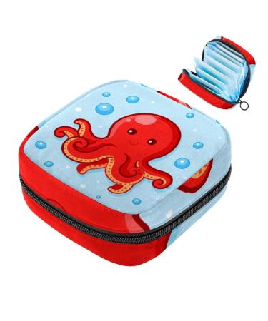 Sweet Octopus Women's Binding Pocket Large Menstrual Cup cylinder pocket with zipper periodic insoles bags panty lores tampons for girls and women multi-colored 03