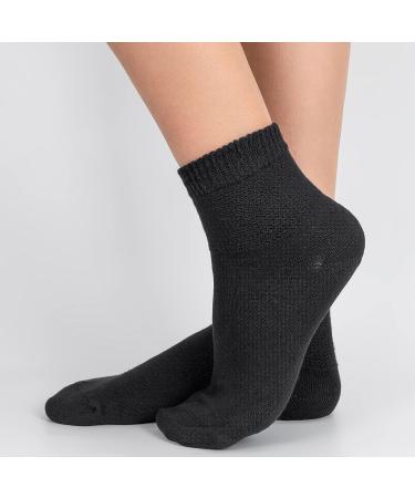 Athlemo Diabetic Ankle Socks 9-11 - 4 Pairs Bamboo Non-Binding Wide Thin Seamless Toe Black - Buy Online on GoSupps.com