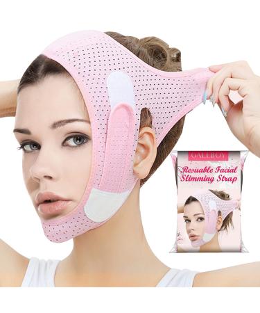 Double Chin Reducer Face Slimming Strap V Line Lifting Face-belt Chin Strap For Women and Men Tightening Skin Preventing Sagging Pink