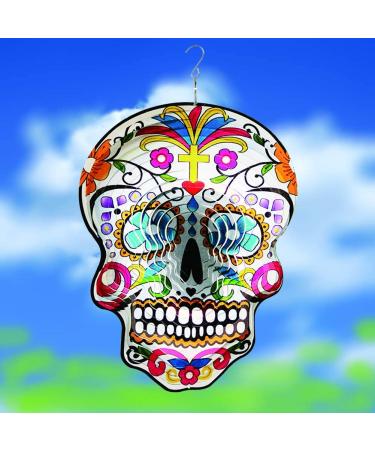 FONMY 12-inch Silver Sugar Skull Garden Wind Spinner - Unique Outdoor Decor & Gift - Buy Online on GoSupps.com