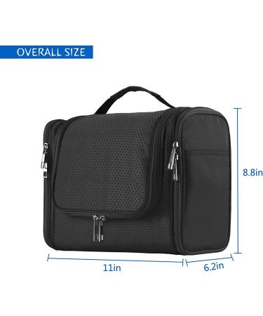 Extra Large Hanging Toiletry Bag for Men & Women - Waterproof Shower Bag with Metal Hook - Dopp Kit/Shaving Bag - Makeup Organizer (Black) - Buy Online on GoSupps.com