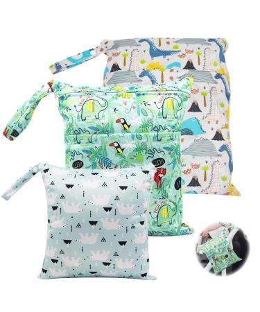 Grovble 3 pieces Wetbag kindergarten zipper organizer babies nas bags for kindergarten reusable push button handle diaper bag wetbag bag bag high capacity suitable for baby travel ... b (3 pieces)