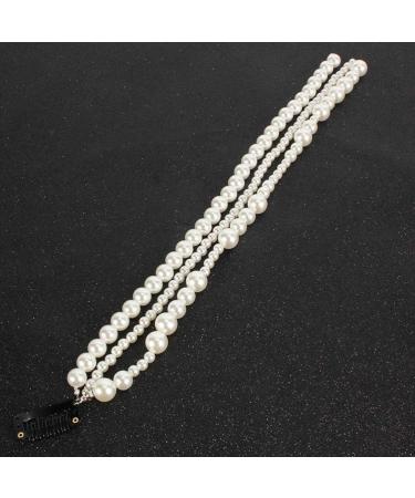 Minkissy Pearl Beads Strand Elegant Hair Chain Hair Extensions Barrettes Ponytail Decor For Women Bride Birthday Wedding Valentines Day Party - Buy Online on GoSupps.com