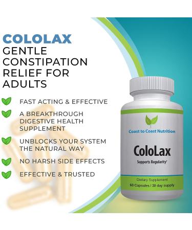 ColoLax Gentle Constipation Relief for Adults - Stool Softener & Colon Cleanse - 60 Capsules - Buy Online on GoSupps.com