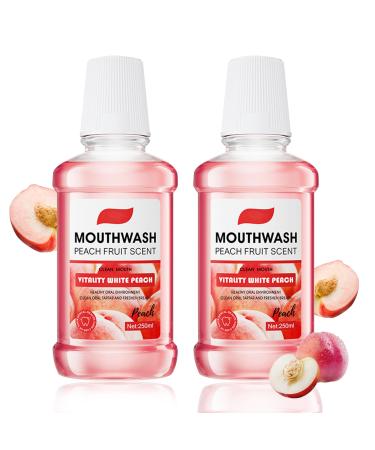 2PCS Fresh Peach Mouthwash 250ml Mouthwash Set for Oral Care Bad Breath Alcohol-Free Peach Mouth wash