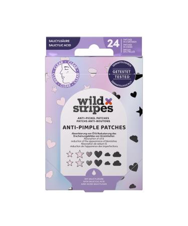 Wild Stripes - Anti-Pimple Patches Holo Clear - Patchs avec acide salicylique pour soin cibl jour et nuit - Rapide et efficace - Anti boutons et points noirs - Peau impure - 24 pcs Acide salicylique 24 unit (Lot de 1)