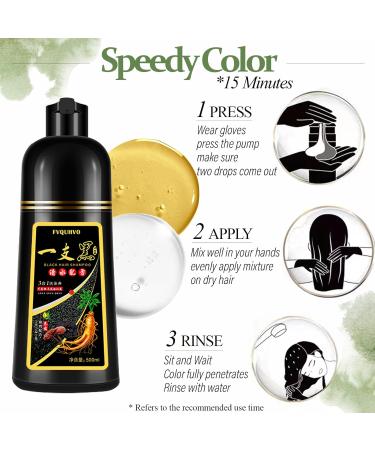 Buy 3-in-1 Black Hair Dye Shampoo | Instant Gray Hair Coverage | Long-Lasting Color Kit for Men & Women | Ginger Plant Extracts | Fast International Shipping - Buy Online on GoSupps.com