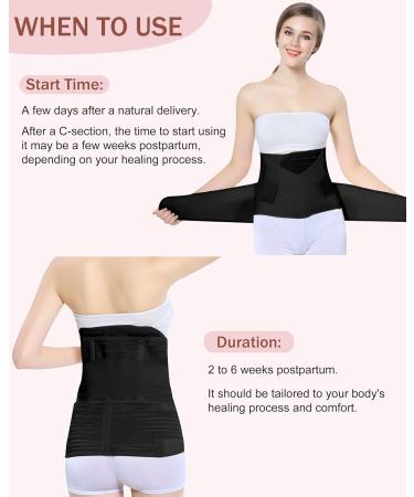OKPOW 3 in 1 Postpartum Belly Wrap | Postpartum Belt Band for Women | Waist Pelvis Shapewear & Body Shaper | Postnatal C-Section Recovery Corset | Black, One Size - Buy Online on GoSupps.com