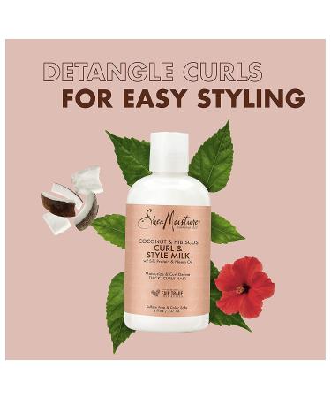 SheaMoisture Coconut & Hibiscus Bundle: Curl & Style Milk 8 Fl Oz + Curl Enhancing Smoothie 12 Oz | Shea Butter Hair Styling Products - Buy Online on GoSupps.com
