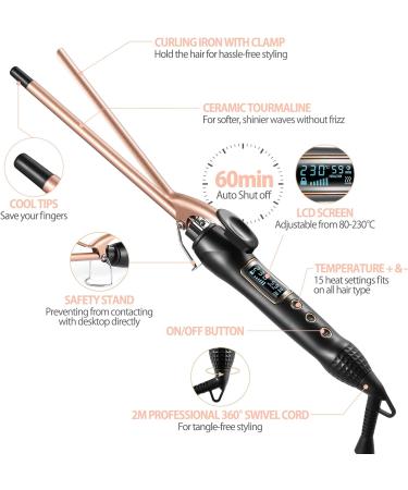 Haglater 3/8 Inch Curling Wand - Ceramic Barrel Curling Iron for Short & Long Hair - 9mm Thin Curling Tong with Adjustable Temperature - Buy Online on GoSupps.com