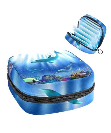 Women's bonds Storage pockets Stillpad holder underwater world dolphins portable period kit pocket feminine product bag for women girls color2