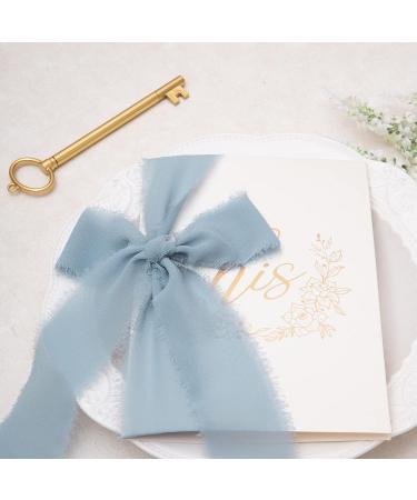 DORIS HOME 3 Rolls Fringe Chiffon Ribbon - 2x7Yd, Dusty Blue, Perfect for Bouquets, Gift Wrapping, Crafts, Wedding Invitations - Buy Online on GoSupps.com
