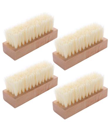 4 Pcs Wooden Nail Brush, Non-Slip Nail Scrub Brush for Cleaning Fingernail and Toe
