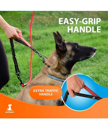 Premium Bungee Dog Leash for Large & Medium Dogs | Reflective Elastic Design with Jerk Dampers - Red - Buy Online on GoSupps.com