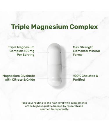 Magnesium Complex 1 000mg 240 Capsules Triple Magnesium Complex with Magnesium Glycinate Citrate Oxide Mineral Supplements with Max Strength Elemental Forms + 100% Chelated & Purified - Buy Online on GoSupps.com