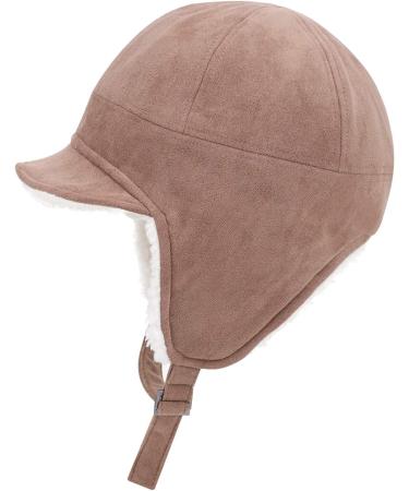 Windproof Coldproof Faux Fur Ushanka Russian Hat | Winter Earflap Hat for Adults & Elders | Thick Plush Lining | Ski & Hunting Trapper Hat - Khaki - Buy Online on GoSupps.com