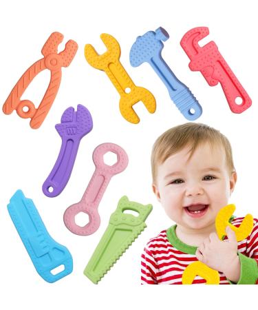 8 Pack Baby Teething Toys for Baby 0-6 Months 6-12 Months BPA Free Silicone Molar Teether Hammer Wrench Spanner Pliers Shape Easy to Clean Baby Boy or Girls Chew Toys Gifts