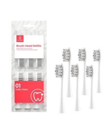 Oclean Replacement Toothbrush Heads Daily Clean Compatible with All Oclean Electric Toothbrush (6 Packs White)