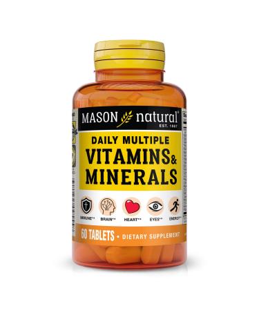 MASON NATURAL Daily Multiple Vitamins with Minerals 24 Essential Nutrients for Overall Health 60 Tablets