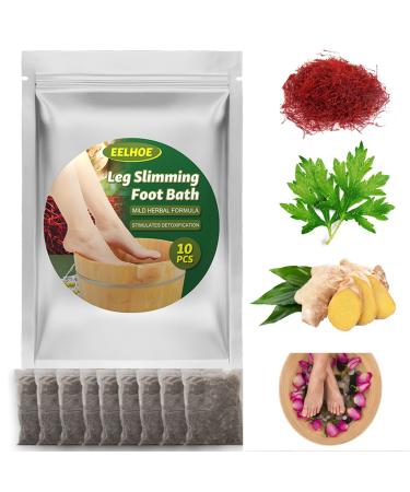 10PCS Natural Herb Foot Soak  Lymphatic Drainage Foot Care Spa  Ginger Wormwood Saffron Foot Bath Bag  Leg Slimming Foot Soak for Muscles Foot Pain Relief