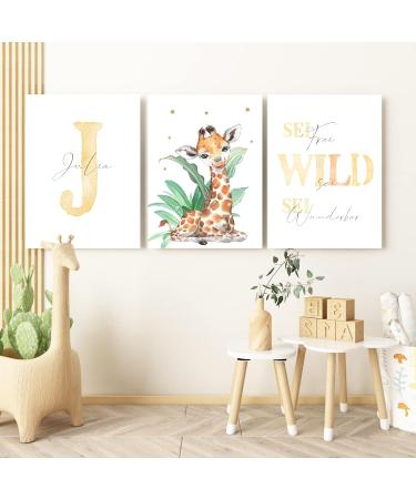 Panda Whale Children's Room Pictures | Safari Animals 3-Piece Poster Set for Kids | Personalized Wall Art - Buy Online on GoSupps.com