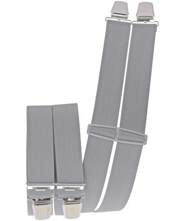 Harrys-Collection Men's Suspenders 4 Extra Strong Clips Plain One Size Light Grey