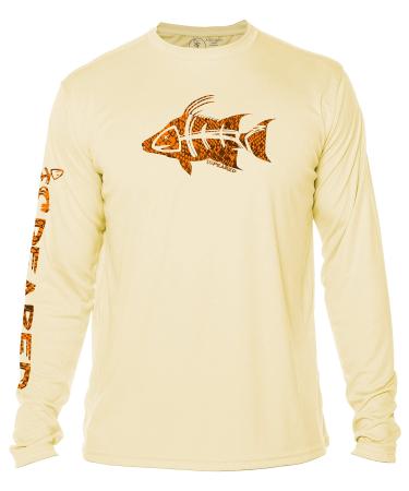 Spearfishing UV T-Shirt: UPF 50+ Long Sleeve Mens Sun Protection, Quick Dry Rash Guard Tee for Scuba Diving, Fishing, Swim XX-Large Camo Hogfish - Yellow