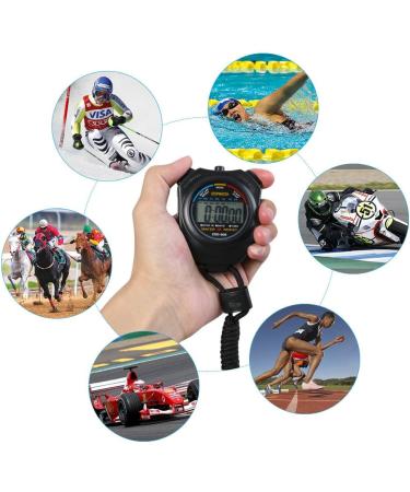 Vicloon Digital Sports Stopwatch Timer Large LCD Stainless Steel Ideal for Football Basketball Running Swimming & Fitness (Black) - Buy Online on GoSupps.com