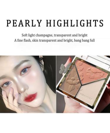Blushers for Cheeks Make Up Highlighter Palette 3-tone Blusher for Warm Glowing Highlighter Makeup Contour Palette With Mirror & Brush For Highlighting and Contouring(02) 02 120 g (Pack of 1) - Buy Online on GoSupps.com