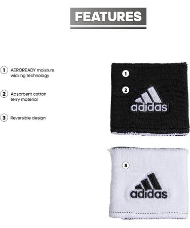 adidas Interval Reversible Wristband White/Black - Unisex-Adult, One Size - Buy Online on GoSupps.com