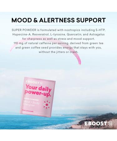 EBOOST Energy Drink & Electrolyte Powder 20 Packets - Pink Lemonade, No Added Sugar - Essential Vitamins, Nootropics, Natural Caffeine - Pre & Post Workout - Buy Online on GoSupps.com