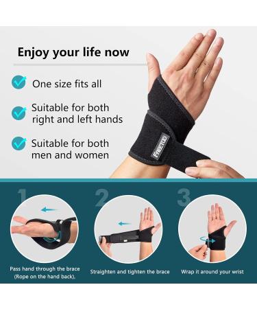 Freetoo 2-Pack Wrist Bandages for Men & Women - Support for Tendonitis & Carpal Tunnel | Ideal for Strength Sports | Black - Buy Online on GoSupps.com