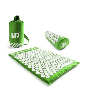 #Doyoufitness acupressure mat with pillow + carrying bag |66cm x 40cm x 2cm & 3cm x 16cm x 10cm |Ideal for massage relaxation & meditation |Relief of head neck and back pain green - Buy Online on GoSupps.com