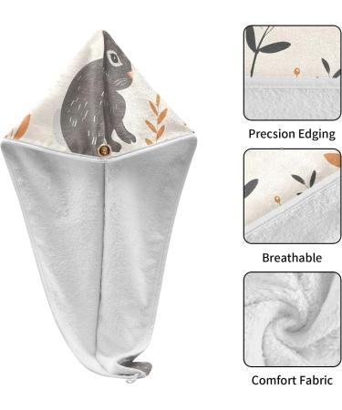 Black Rabbit Leaf Hair Towel 2 Pack - Super Absorbent Quick Dry Hair Turbans for Women & Girls | Durable Button Twisty Wrap Hair Drying Towels - Buy Online on GoSupps.com