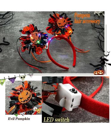 Coridy Light Up Halloween Headband LED Pumpkin Hairband Orange Sunflower Head Boppers Evil Smile Hair Accessories for Women Festival (orange Pumpkin) Orange Pumpkin - Buy Online on GoSupps.com