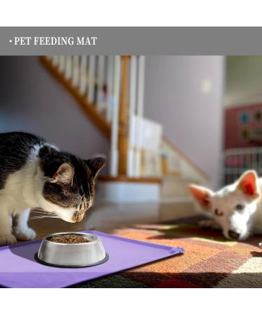 Reopet Silicone Pet Feed Mat - Waterproof Dog & Cat Space Mat with Elevated Edges - 53 x 37 cm Lilac - Ideal for Dogs & Cats - Buy Online on GoSupps.com