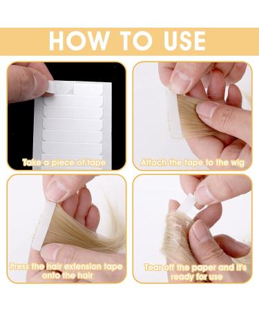 144Pcs Double Sided Hair Extension Tape Tabs - Clear, Waterproof Adhesive for Human Hair Wigs - Beauty Tools - Buy Online on GoSupps.com