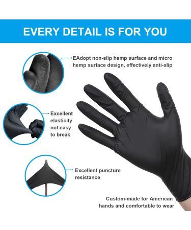 FINITEX Black Nitrile Disposable Gloves 5mil Powder-Free Latex-Free - 100 PCS Large Size for Cleaning and Food Handling - Buy Online on GoSupps.com