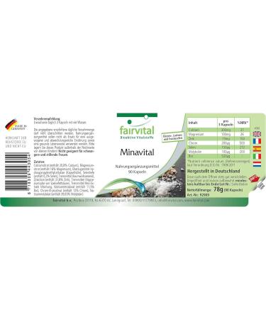 Fairvital | Minavital VEGAN - multiminerals and trace elements with 300mg calcium 100mg magnesium 15mg zinc 200 g chromium 1 - Buy Online on GoSupps.com