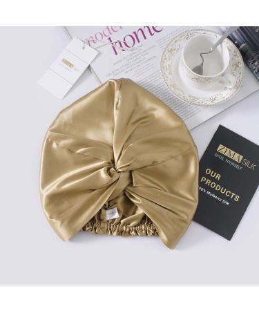 ZIMASILK 22 Momme Organic Pure Mulberry Silk Bonnet | Silk Sleep Cap for Women Hair Care | Golden Color | One Size - Buy Online on GoSupps.com