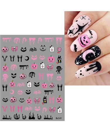 Halloween Nail Stickers 12 Sheets Self-Adhesive Nail Decal Pumpkin Cobweb Ghosts Nail Art Decoration Design Supplies - Buy Online on GoSupps.com